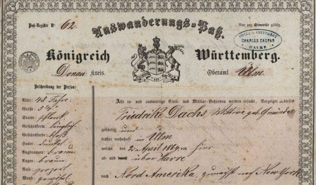3.2-2 Auswandererpass Wuerttemberg HDG Ulm